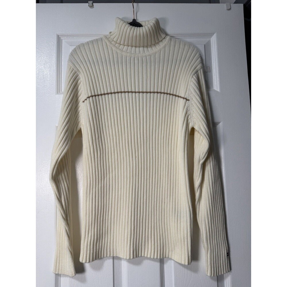 Tommy Hilfiger Vintage Ribbed Turtleneck Sweater Cream NWT Large Cotton